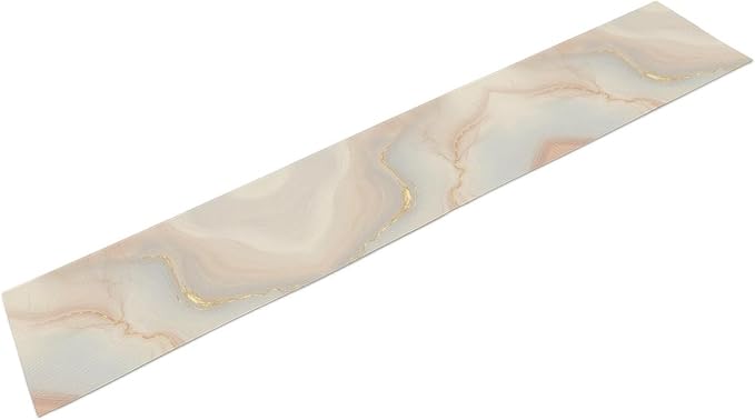 Marble Table Runner, Fantastic Soft Pink Gold Textured Art Table Runner for Kitchen Dining Cafe Party Wedding Birthday Decor, 13x90 Inch