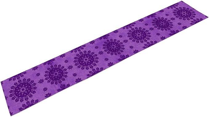 YCness Abstract Flower Mandela Table Runner, Watercolor Purple Geometric Modern Vintage Art Table Runner Table Cloth for Wedding Party Holiday Home Decor, 13x60 Inch