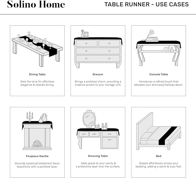Solino Home Linen Table Runner 120 Inches Long - Amalfi Stripe, 100% Pure Linen Black and White Table Runner 14 x 120 Inch for Dining, Summer
