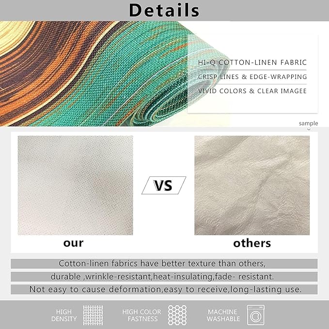Emvency Coffee Brown Grey Gradient Stripe Table Runner and Placemats Set of 6,Modern Geometric Painting Art Dining Decor for Daily Use(1 Table Runner 72 inches Long and 6 Placemats)
