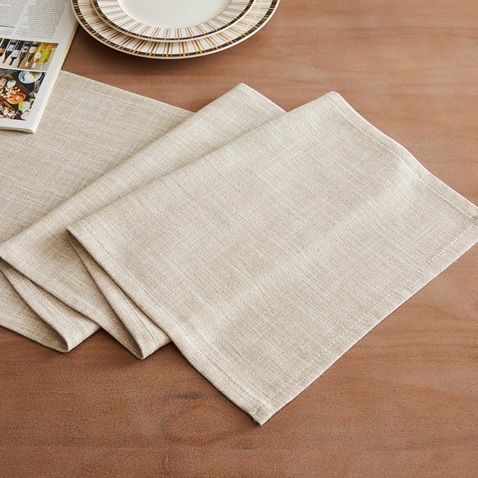 ZeeMart Rustic Cotton Linen Table Runner, 13x36 Inches Taupe, Farmhouse Style Beige Table Runners 36 Inches Long, Washable Kitchen Dining Table Decoration for Home Party Decor